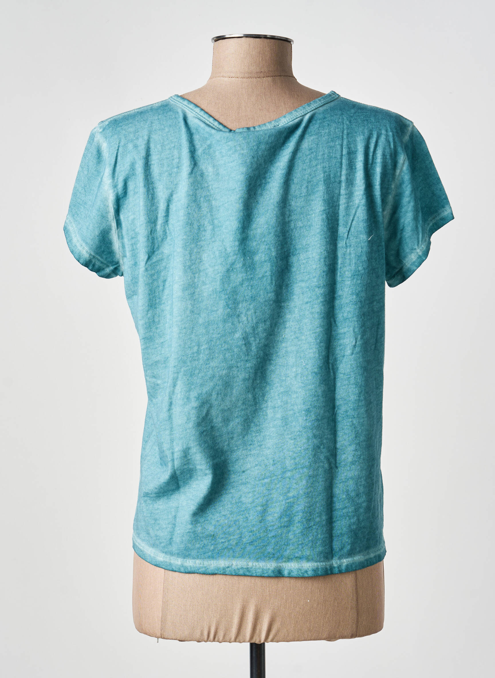 T-shirt coupe droite manches courtes bleu ANDAM femme