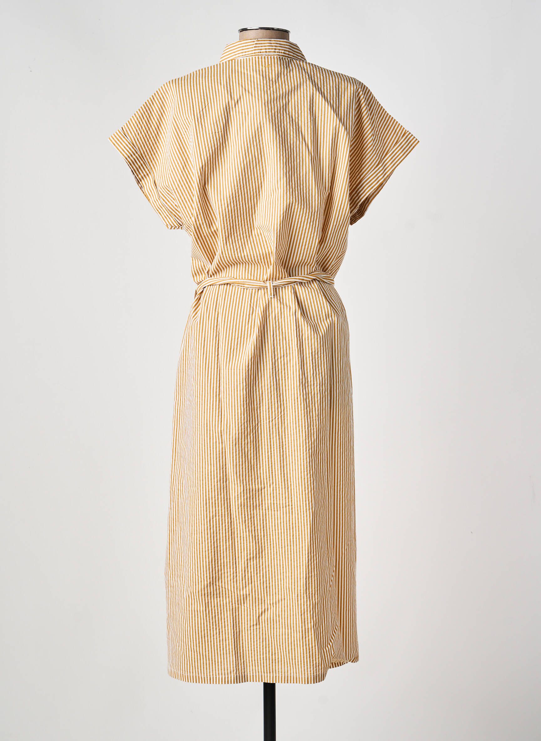 Robe longue manches courtes manches courtes jaune ELLE EST OU LA MER femme