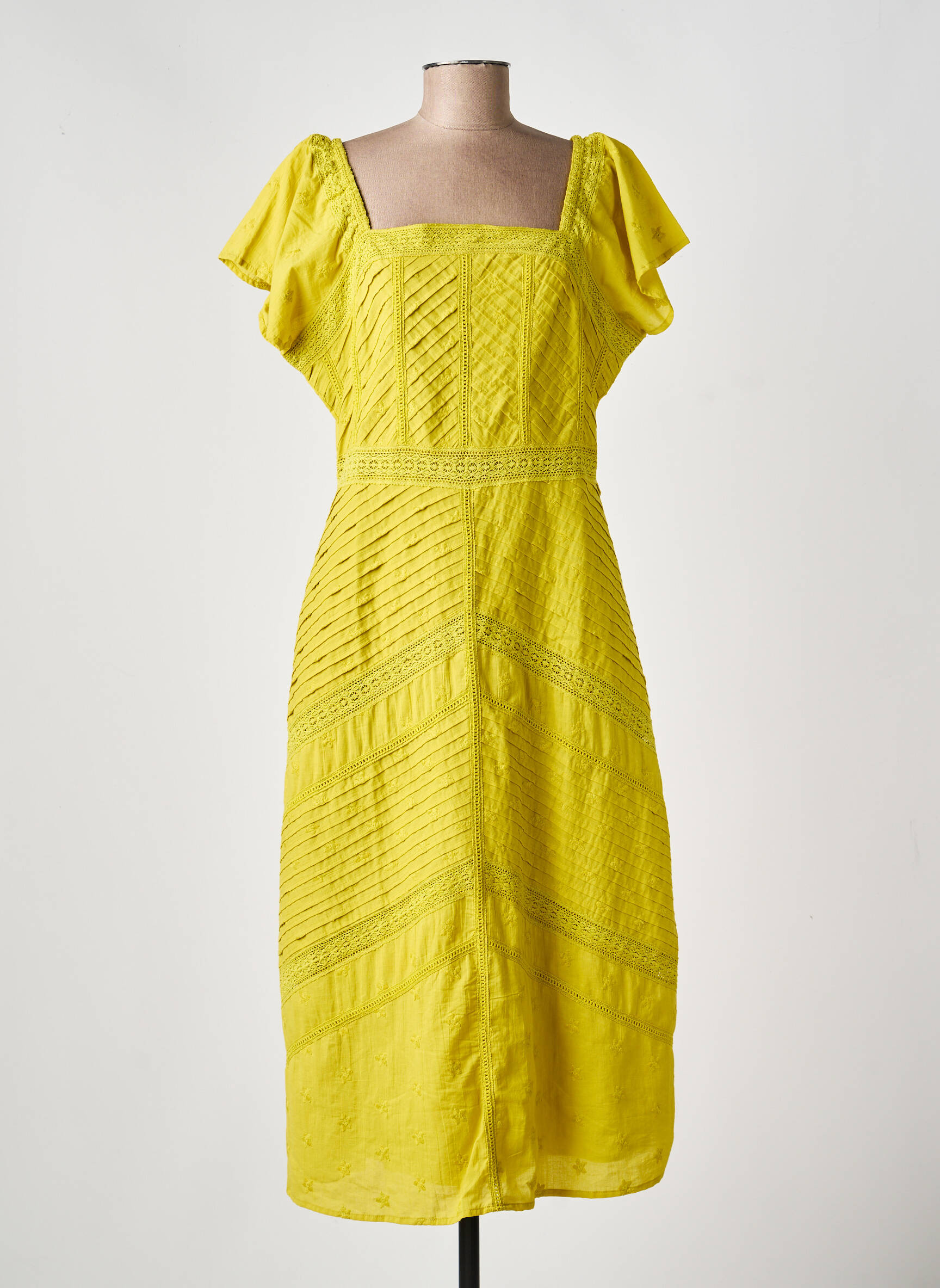 Robe longue manches courtes manches courtes vert MD'M femme