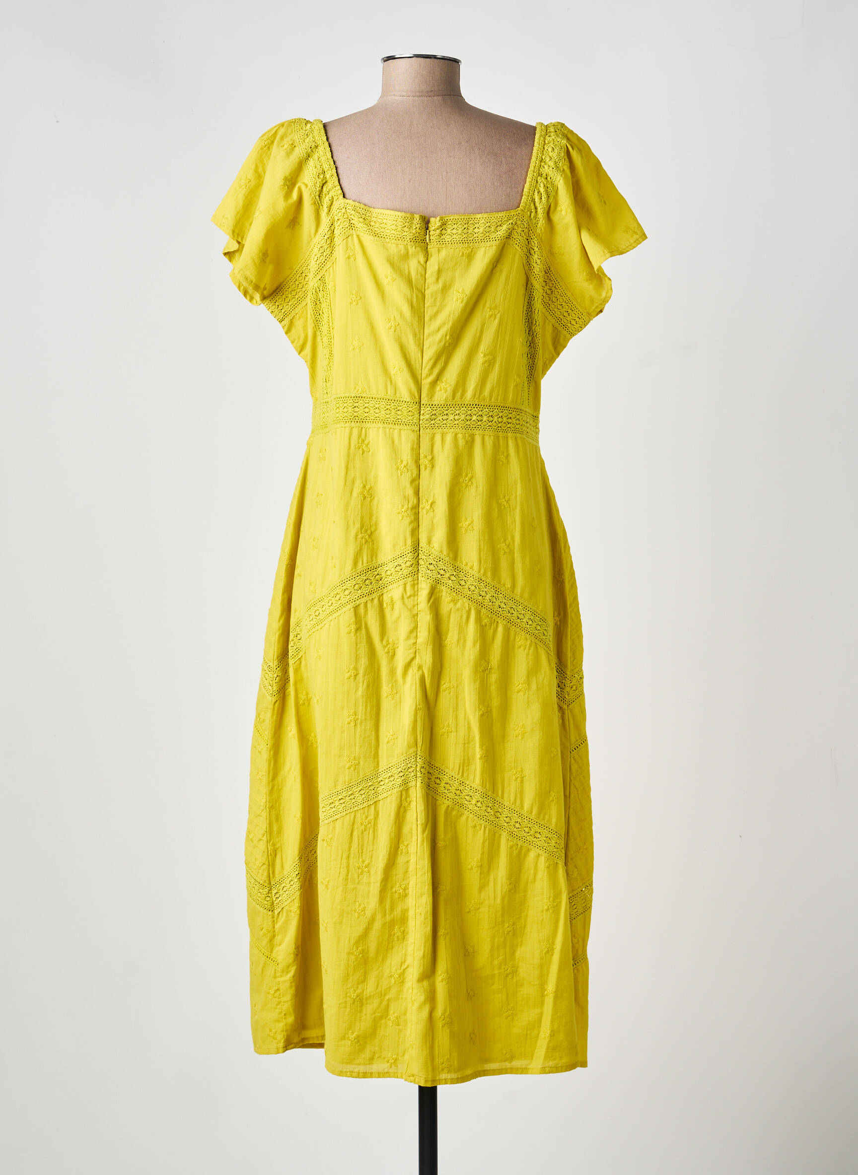 Robe longue manches courtes manches courtes vert MD'M femme