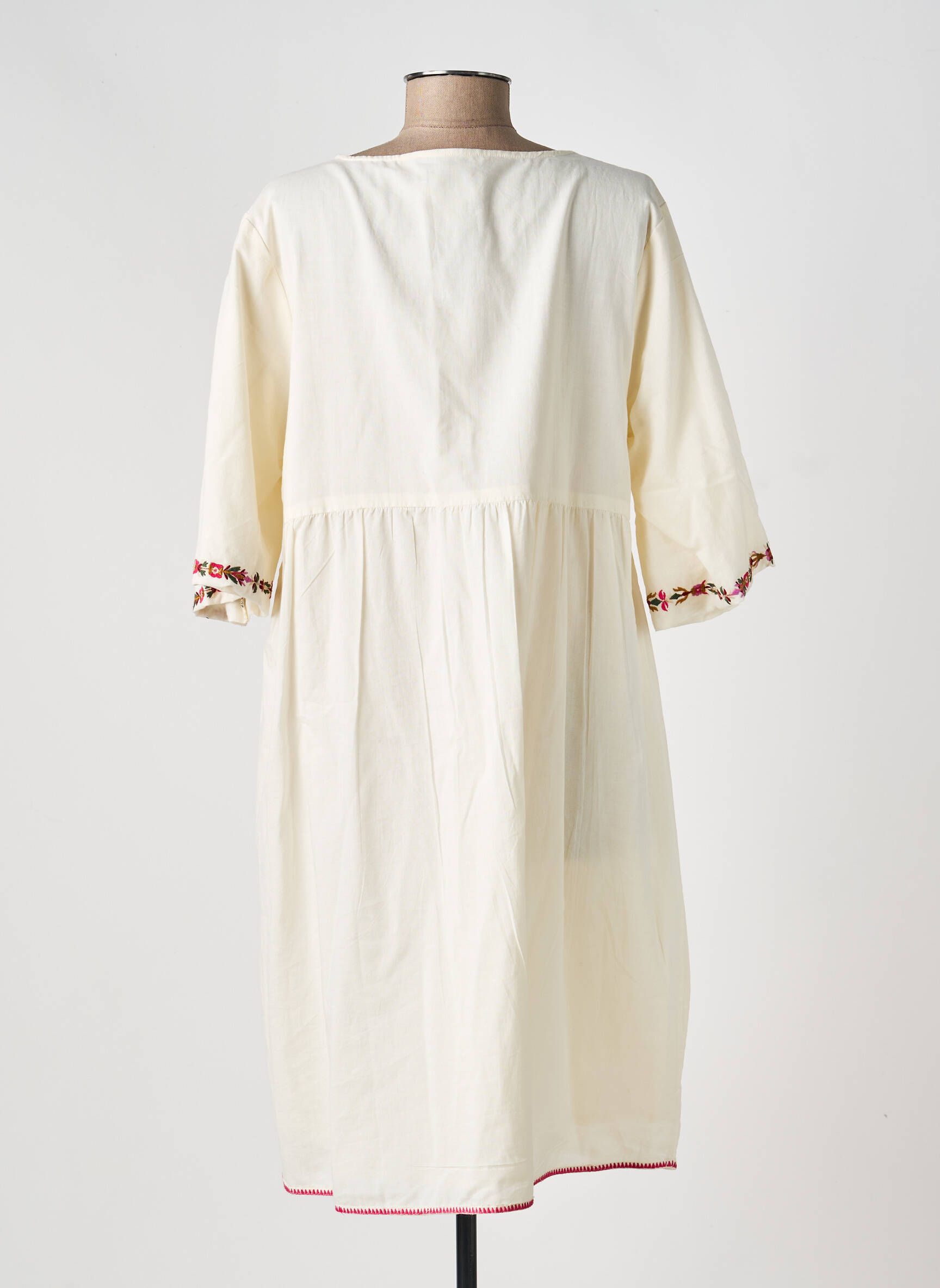 Robe mi-longue manches 3/4 manches 3/4 beige MD'M femme