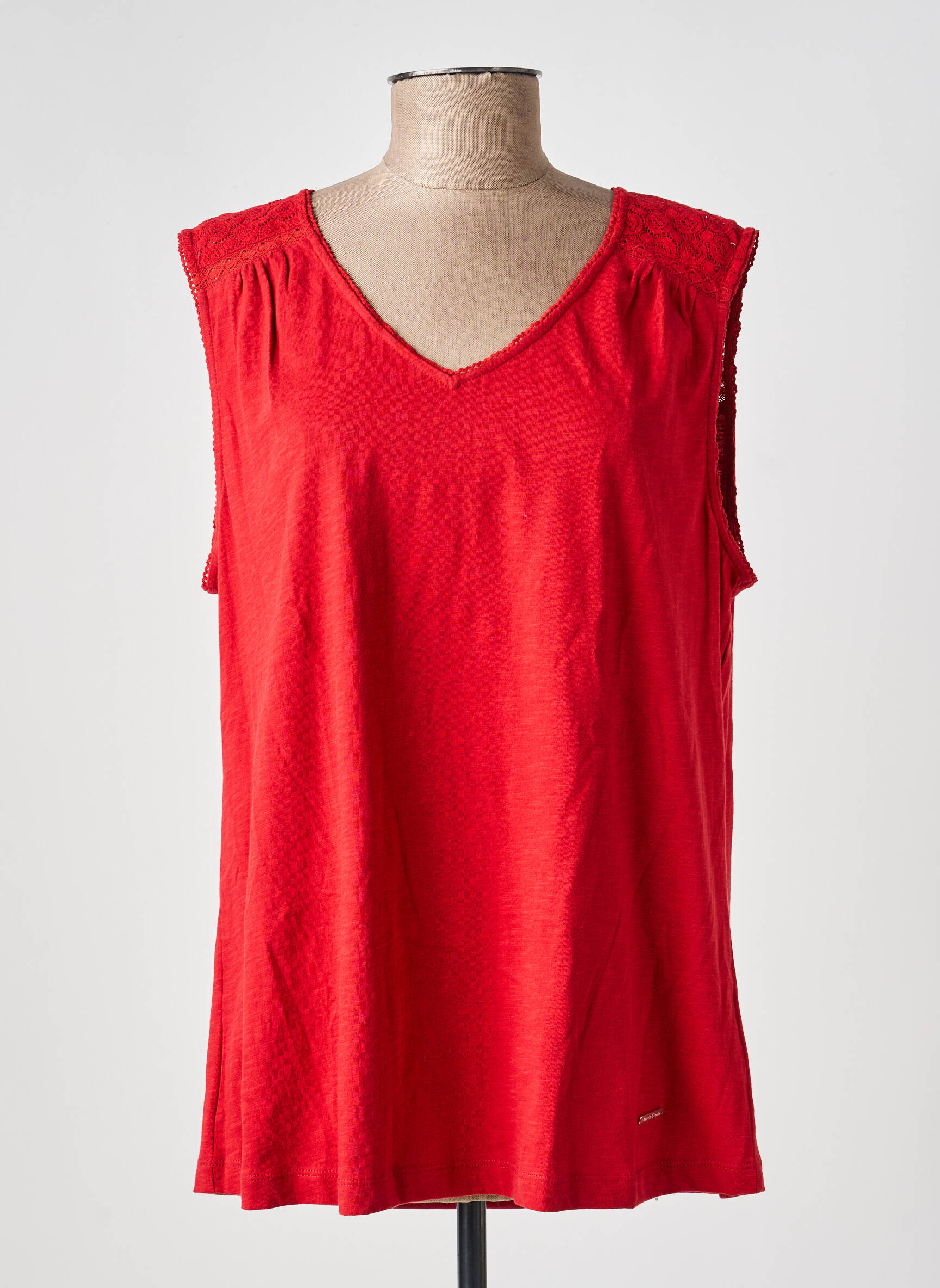 Top stretch sans manche rouge AGATHE & LOUISE femme