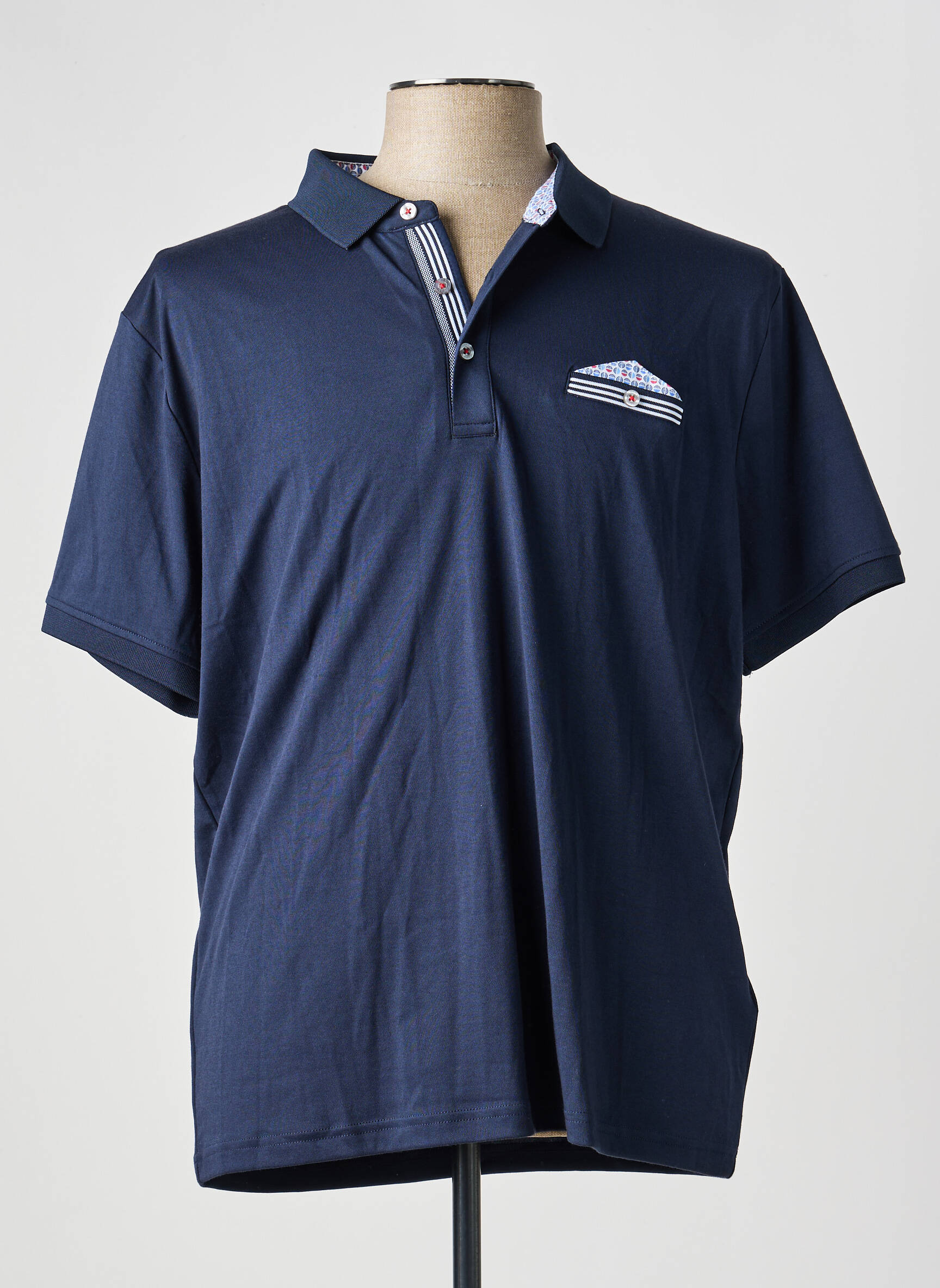 Polo tissage jersey manches courtes bleu COFOX homme