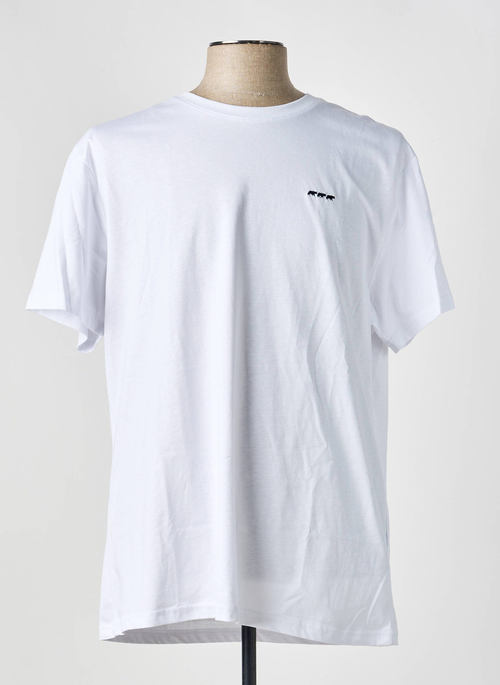 T-shirt broderie manches courtes blanc MISE AU GREEN homme