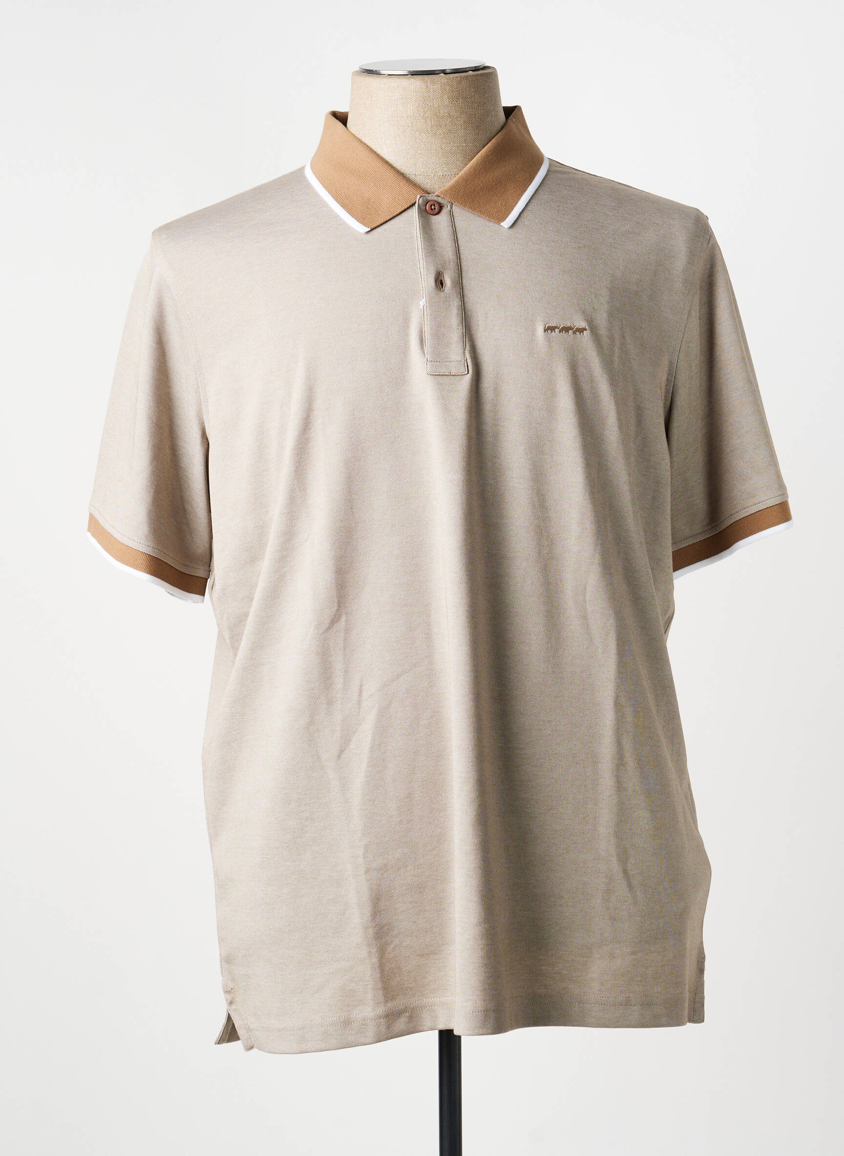 Polo tissage chiné manches courtes marron MISE AU GREEN homme