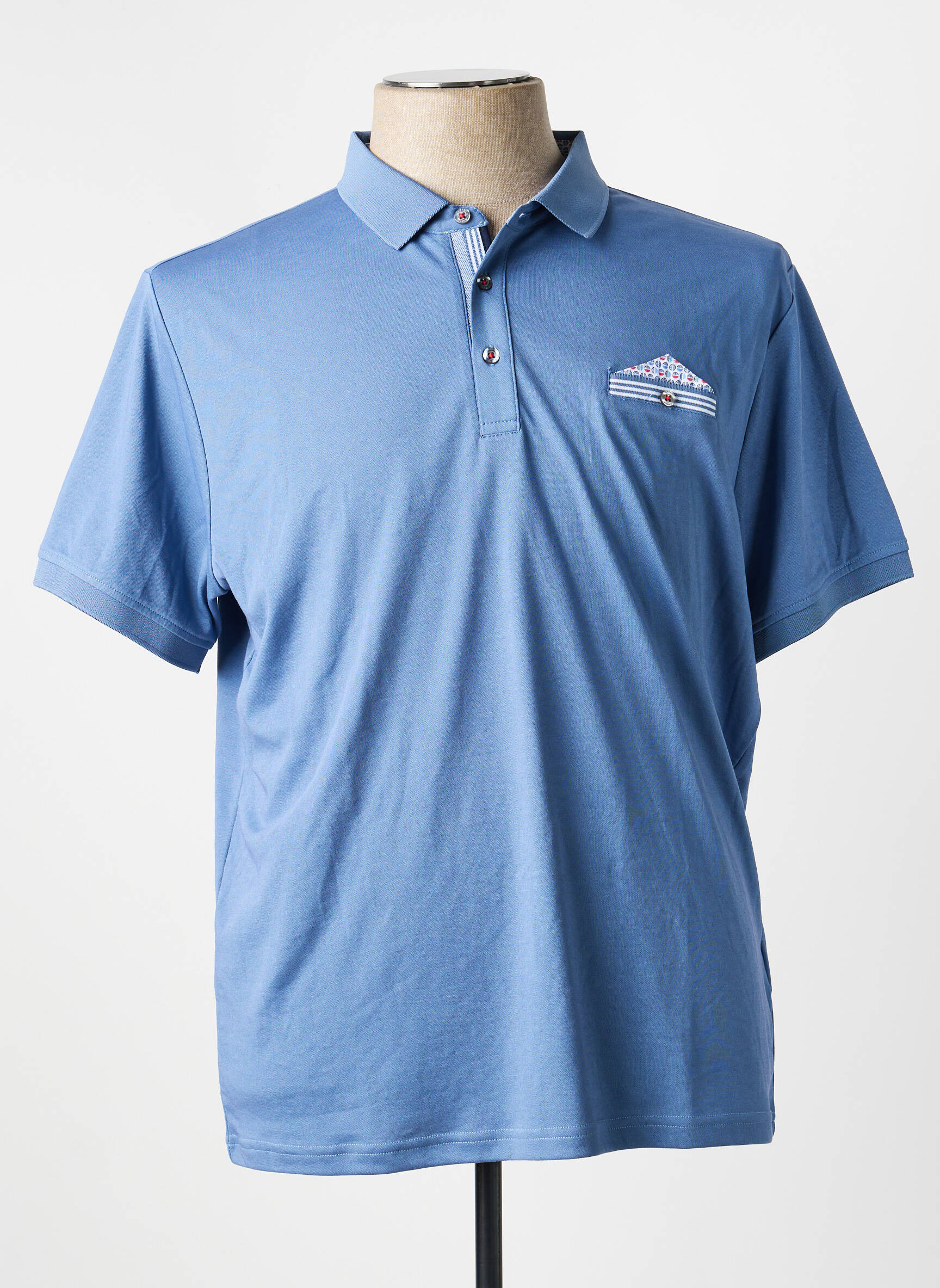 Polo coupe cintrée manches courtes bleu COFOX homme