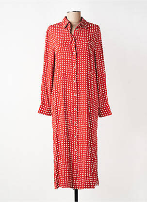 Robe mi-longue coupe fluide manches longues orange YERSE femme