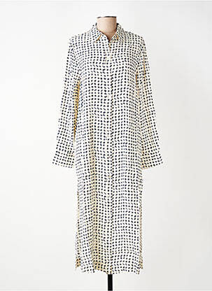 Robe mi-longue coupe fluide manches longues beige YERSE femme
