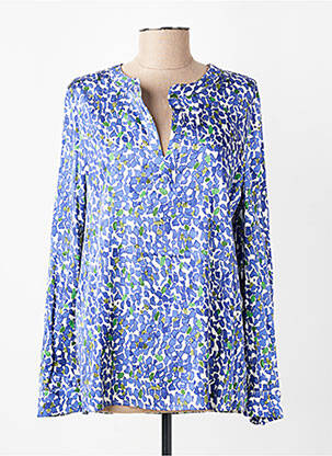 Blouse tissage popeline manches longues bleu DIANA GALLESI femme