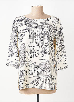 Blouse imprimé fantaisie manches 3/4 beige MARIA BELLENTANI femme