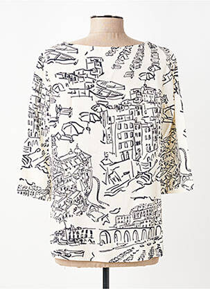 Blouse imprimé fantaisie manches 3/4 beige MARIA BELLENTANI femme