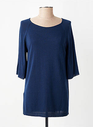 Pull tunique stretch manches 3/4 bleu VIRIATO femme