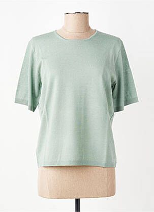 Pull coupe cintrée manches courtes vert YERSE femme