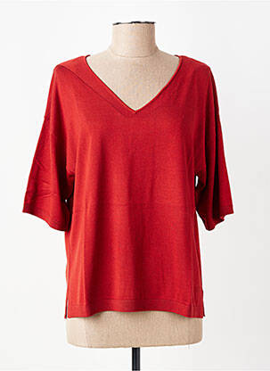 Pull coupe droite manches courtes orange YERSE femme