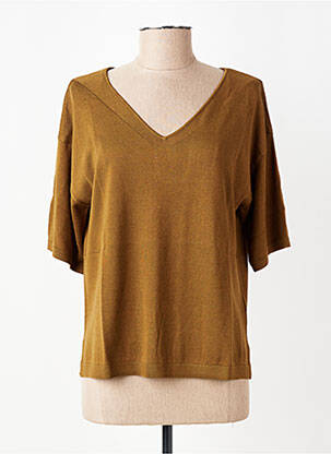 Pull coupe droite manches courtes vert YERSE femme