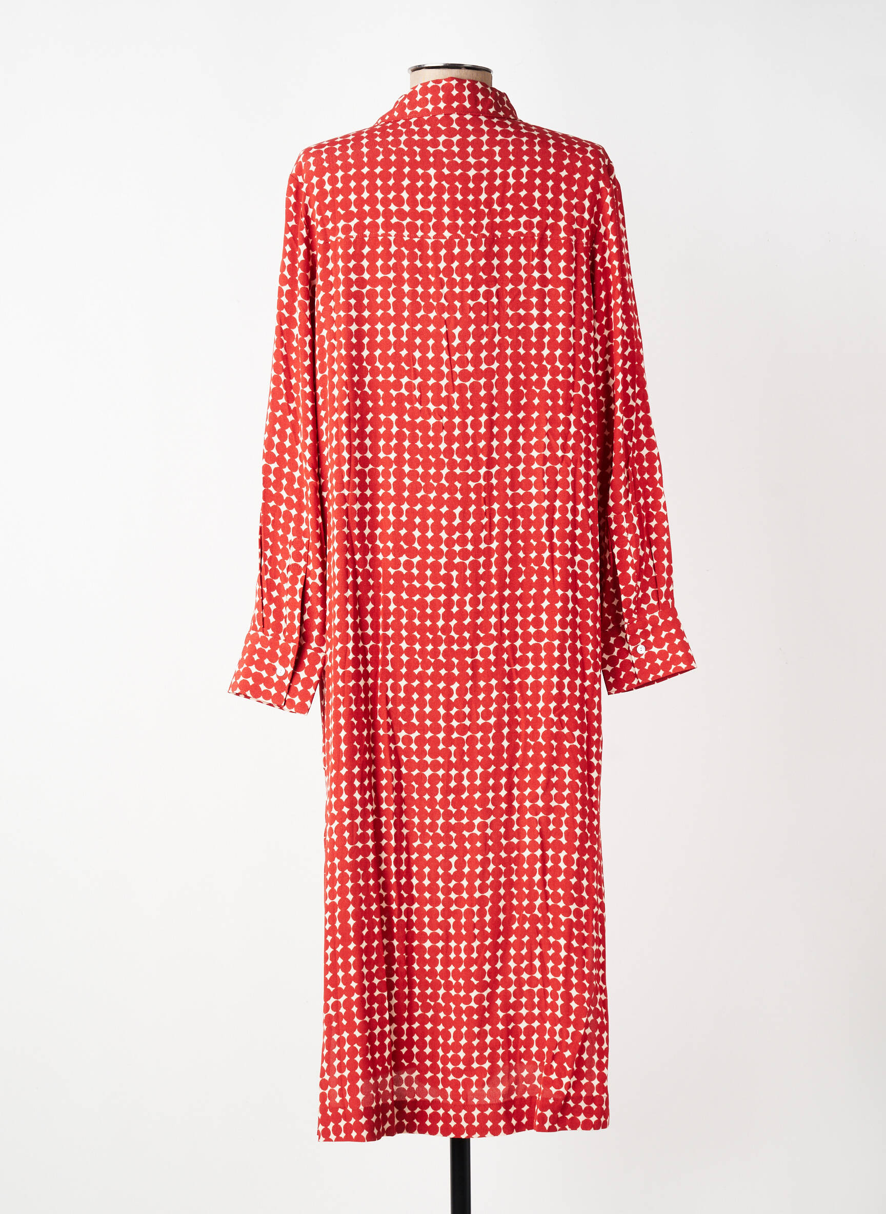Robe mi-longue coupe fluide manches longues orange YERSE femme