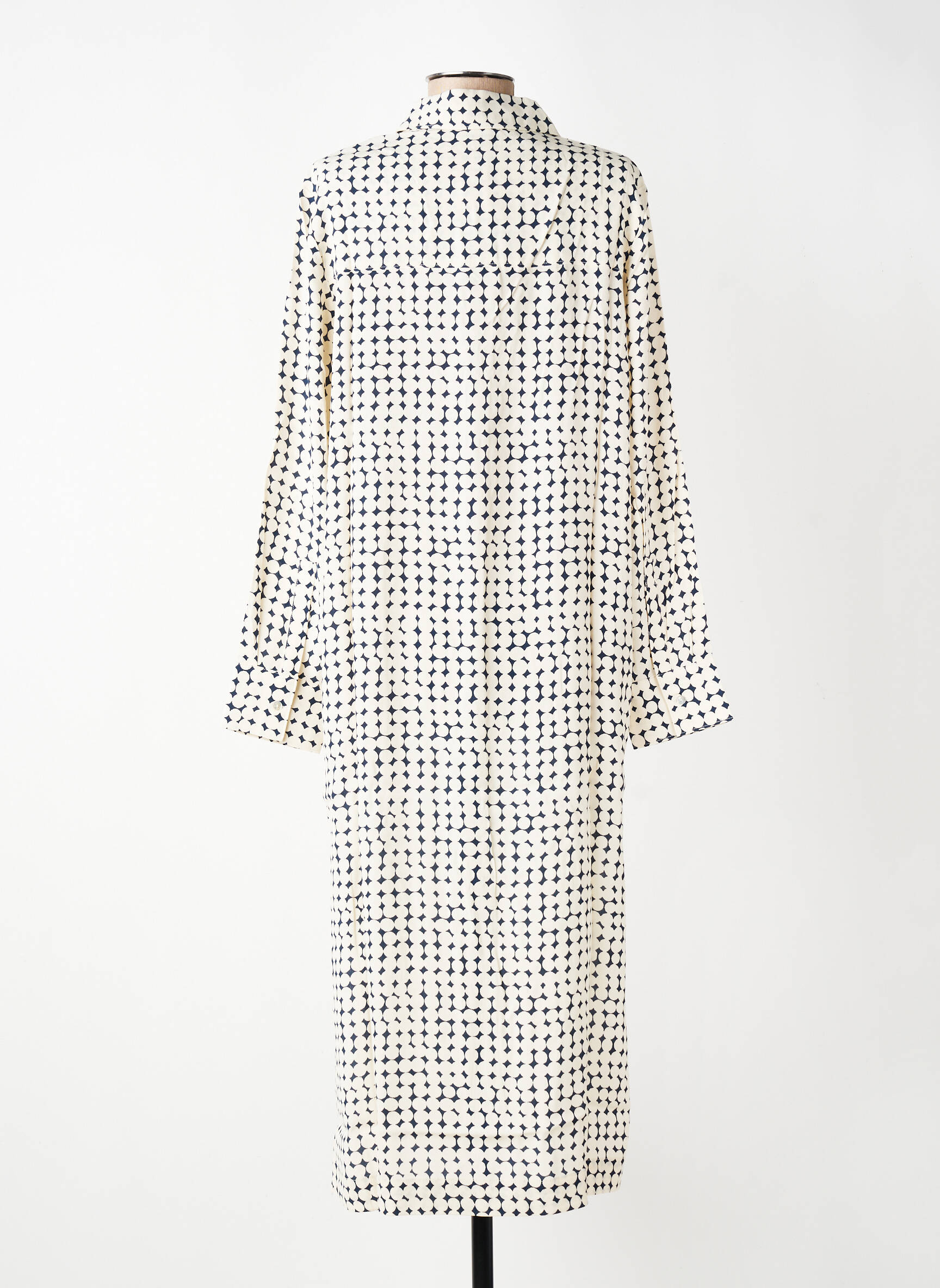 Robe mi-longue coupe fluide manches longues beige YERSE femme