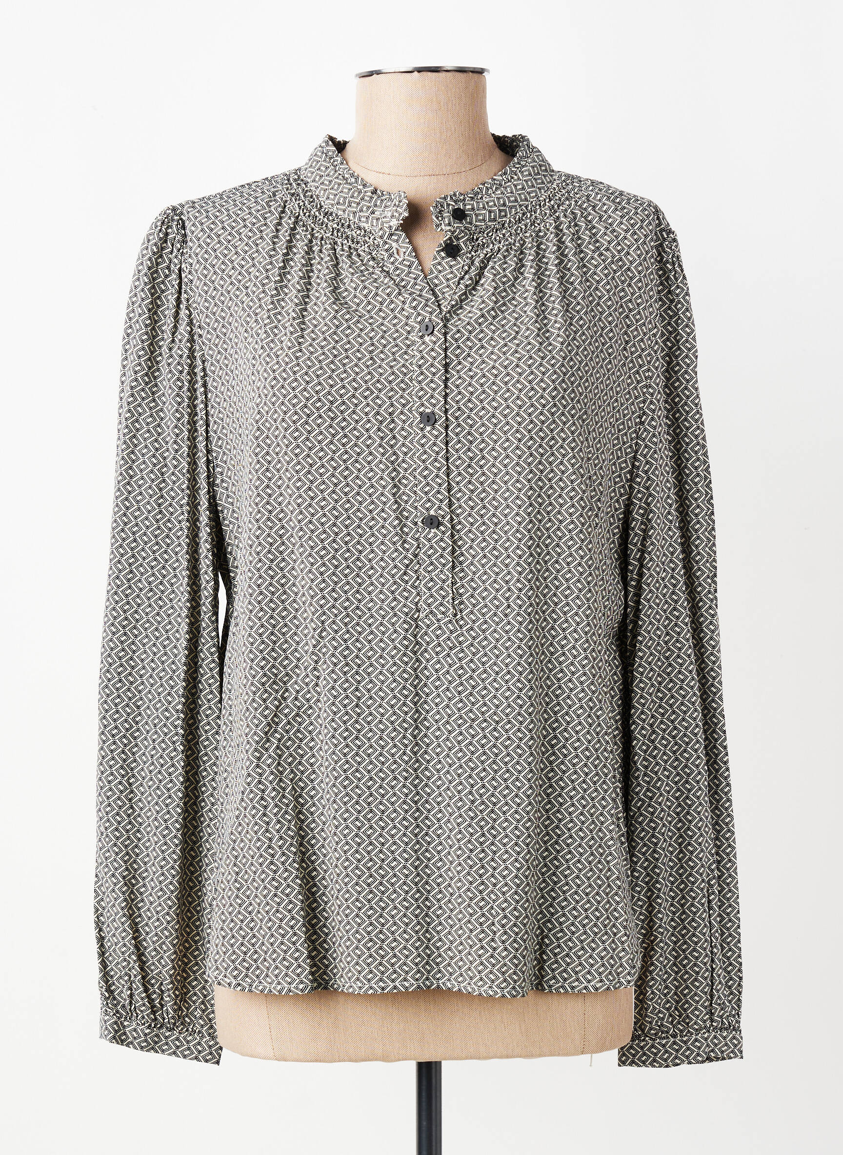 Blouse tissage popeline manches longues noir YERSE femme