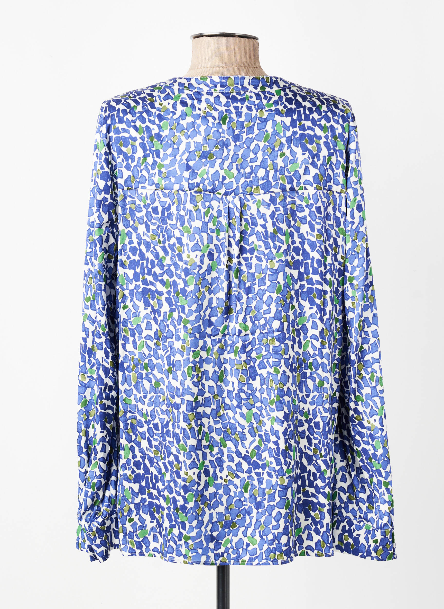 Blouse tissage popeline manches longues bleu DIANA GALLESI femme
