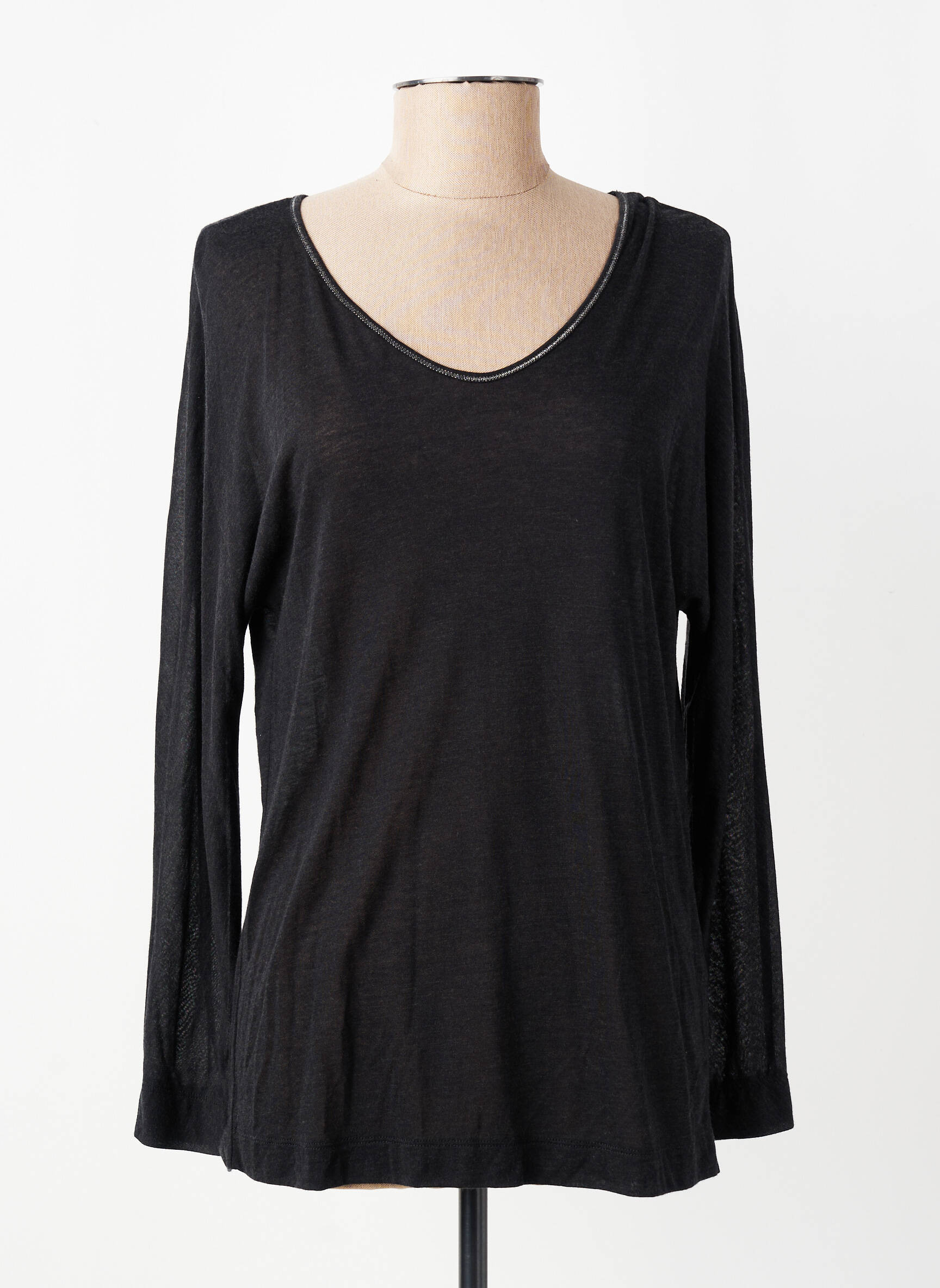 T-shirt manches longues manches longues gris BRUNO SAINT HILAIRE femme