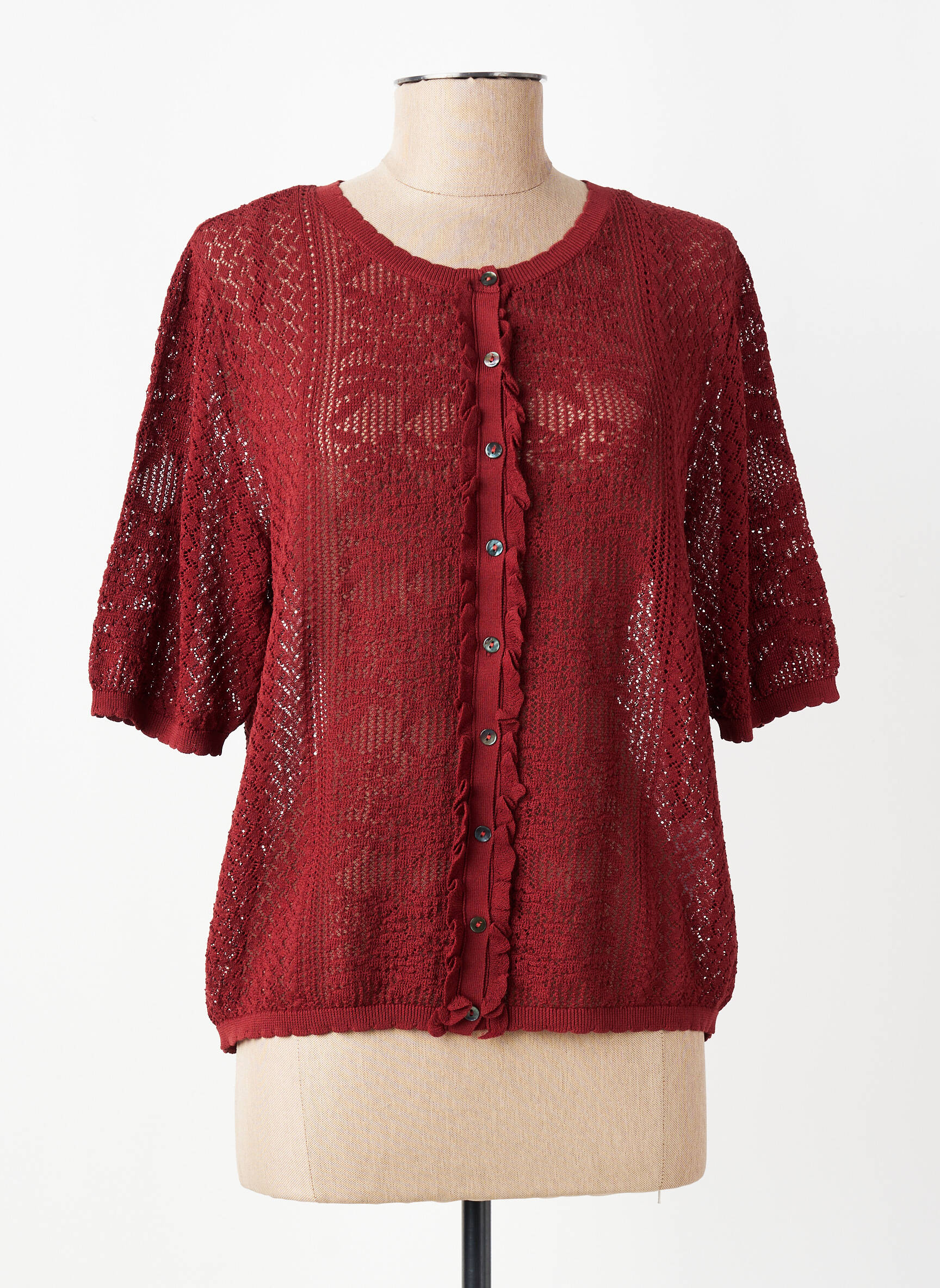 Gilet manches courtes fermeture boutonnée sur le devant orange YERSE femme