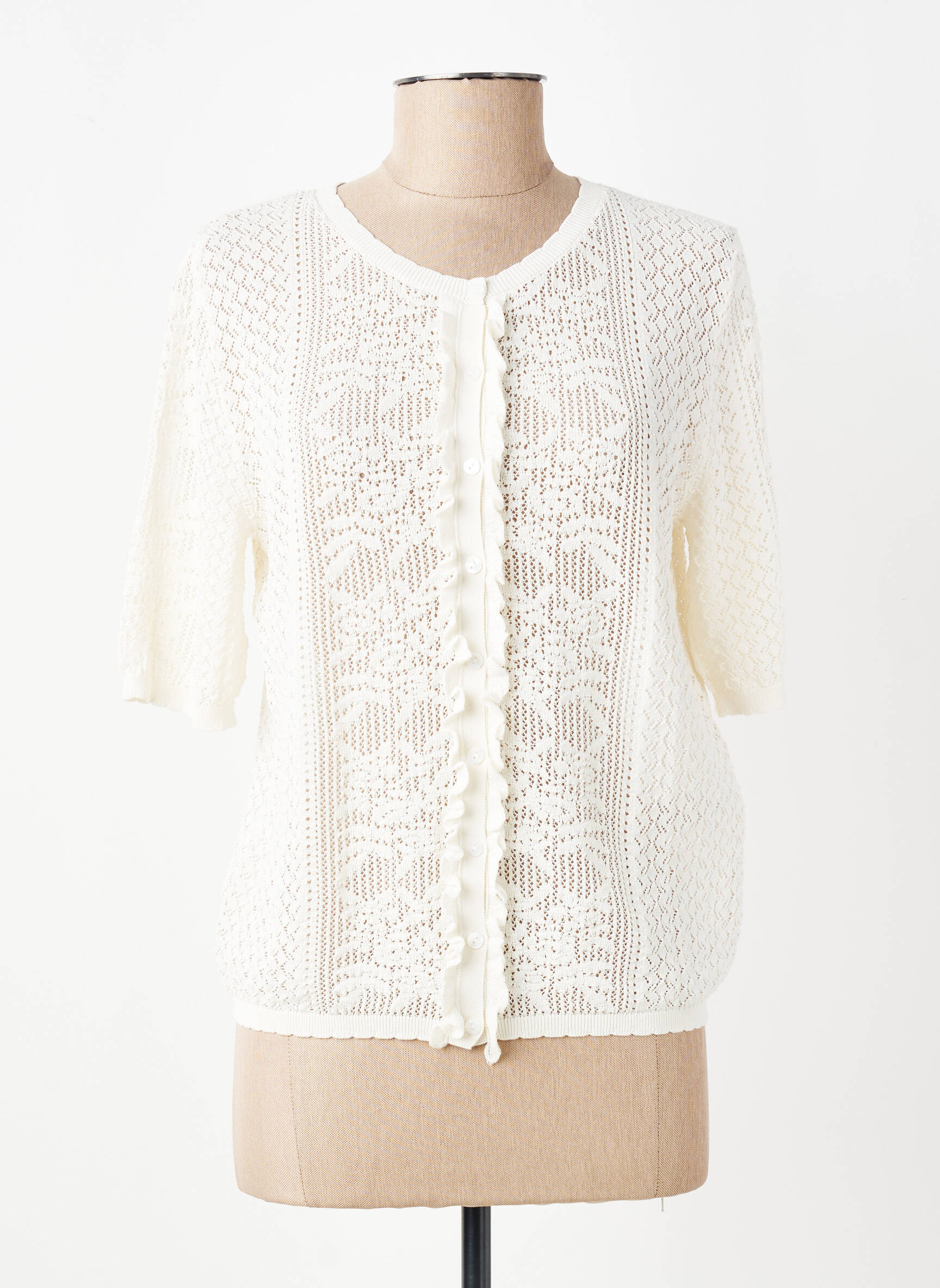 Gilet manches courtes fermeture boutonnée sur le devant beige YERSE femme