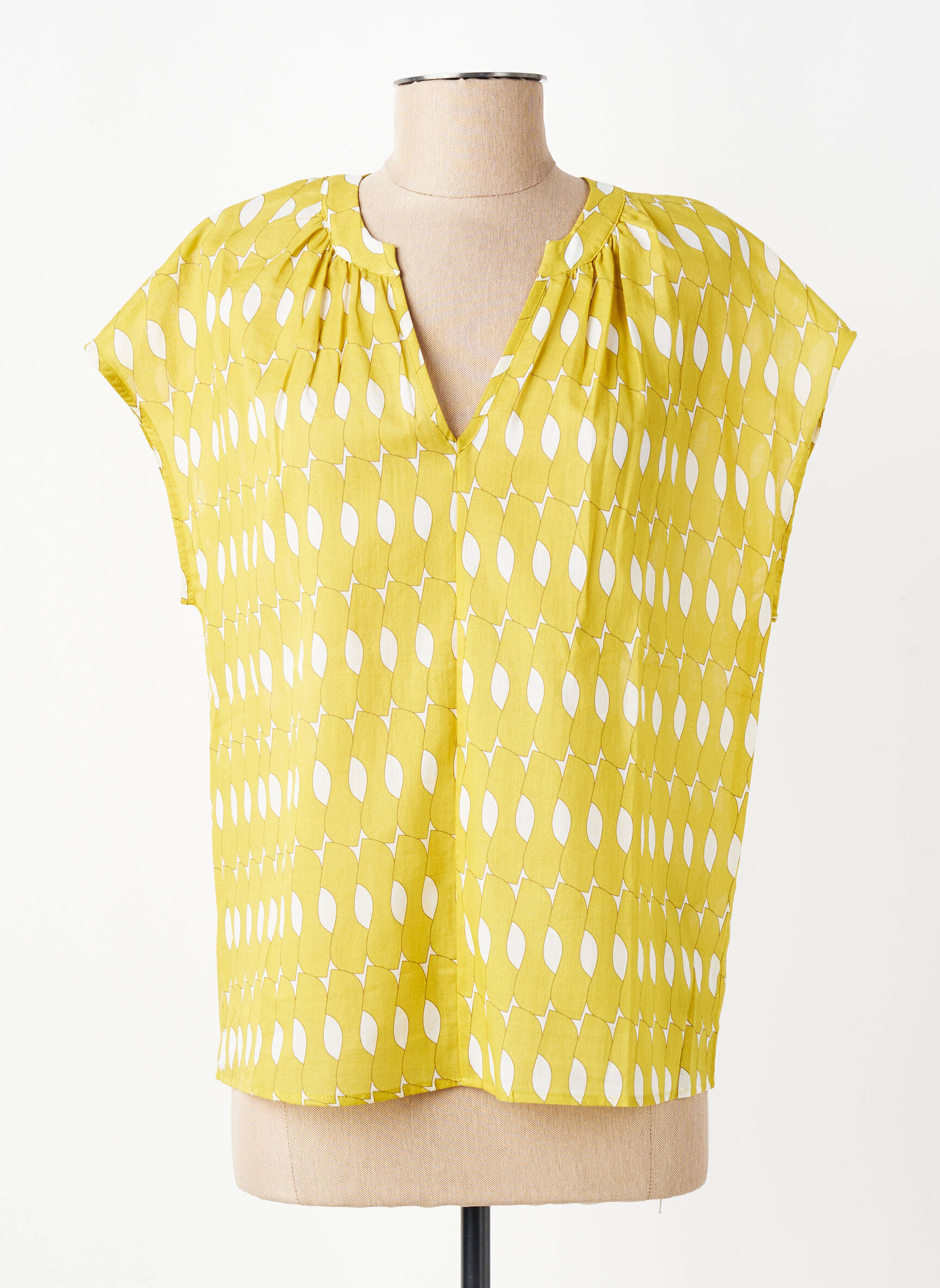 Blouse tissage popeline manches courtes vert MARIA BELLENTANI femme