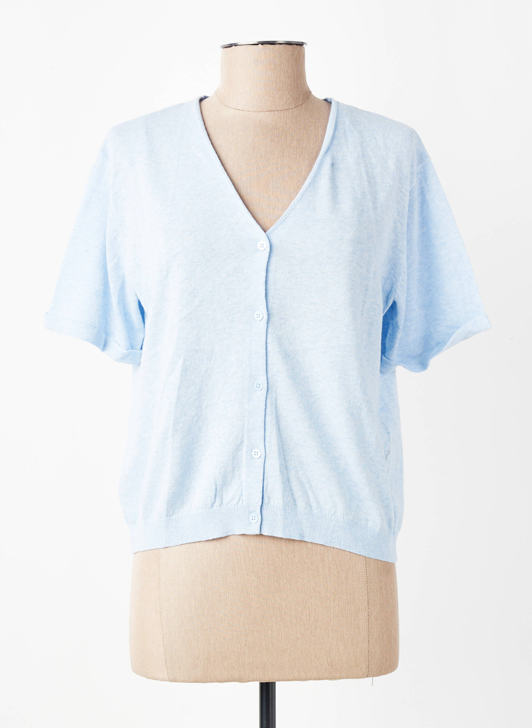 Gilet manches courtes fermeture boutonnée sur le devant bleu YERSE femme