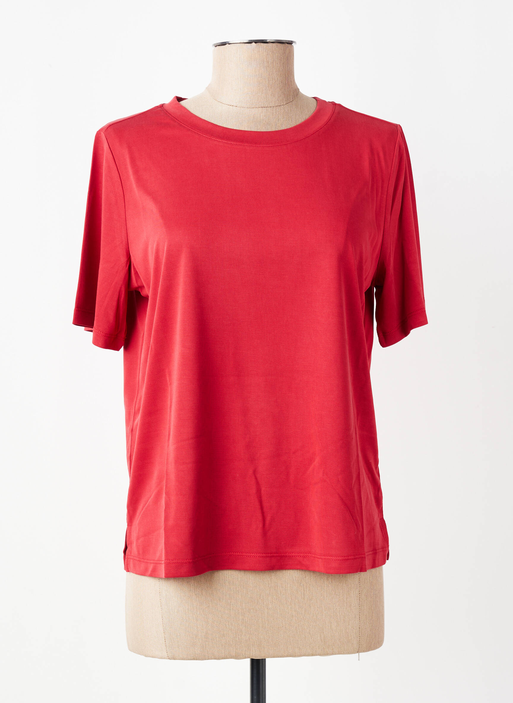 T-shirt coupe droite manches courtes rouge YERSE femme