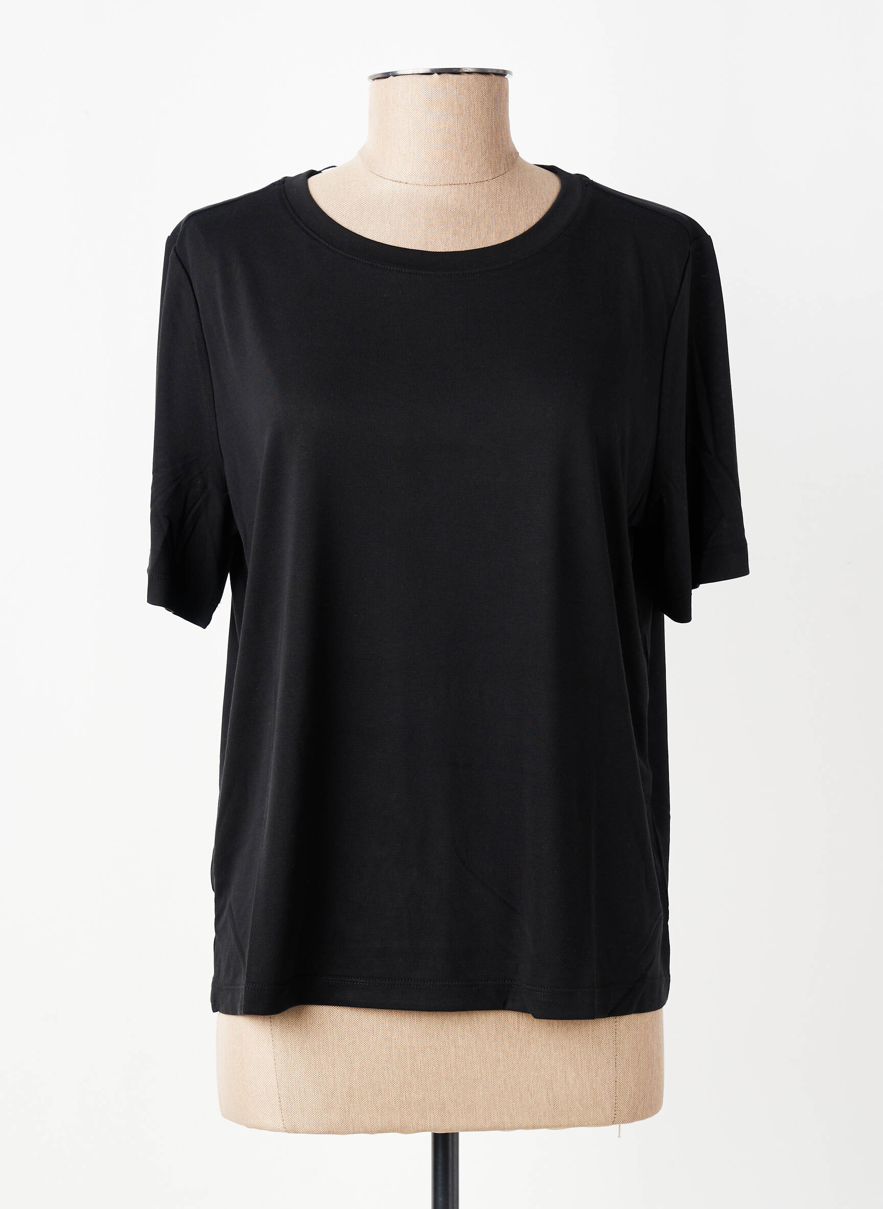 T-shirt coupe droite manches courtes noir YERSE femme