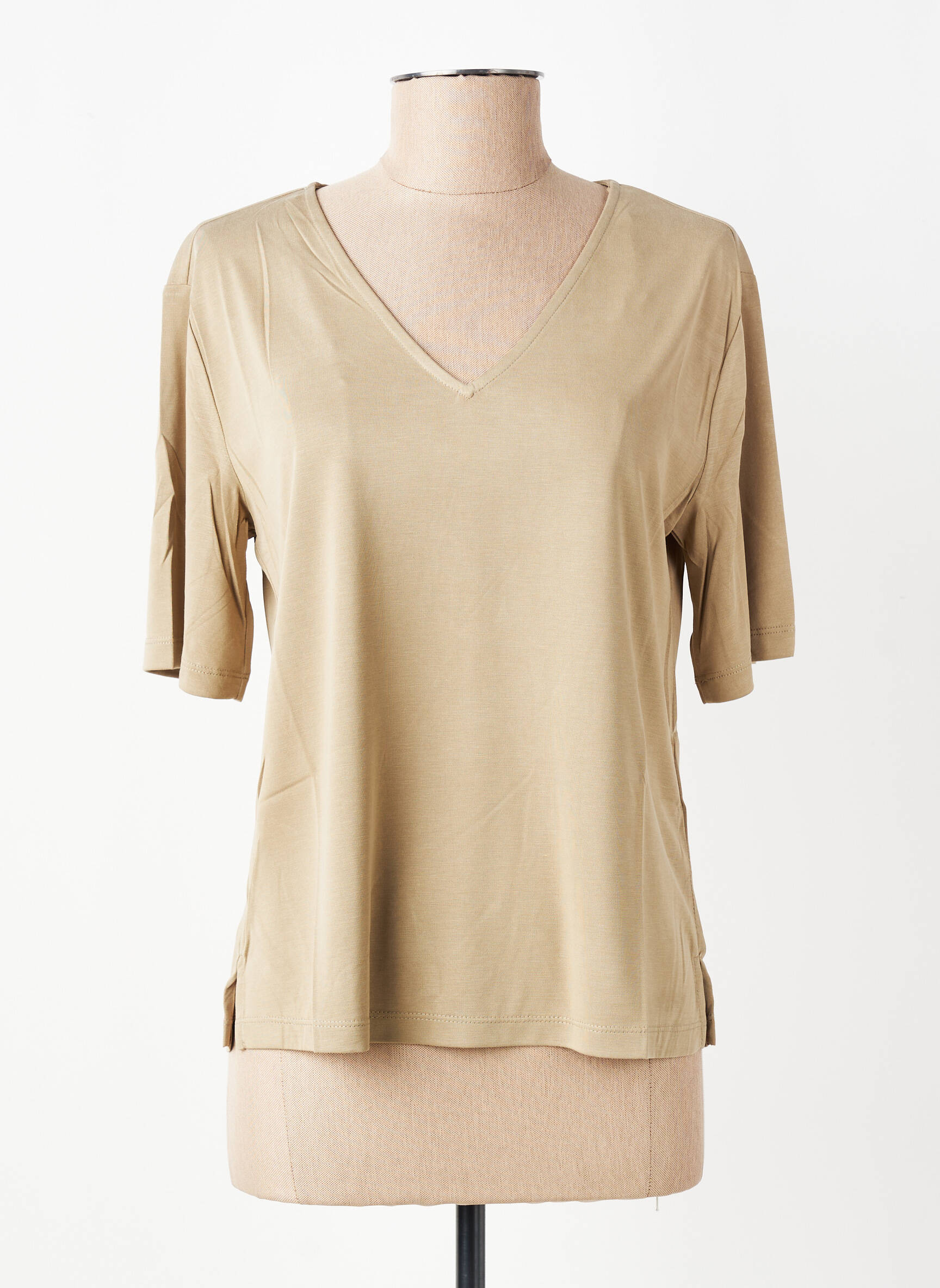 T-shirt col v manches courtes vert YERSE femme
