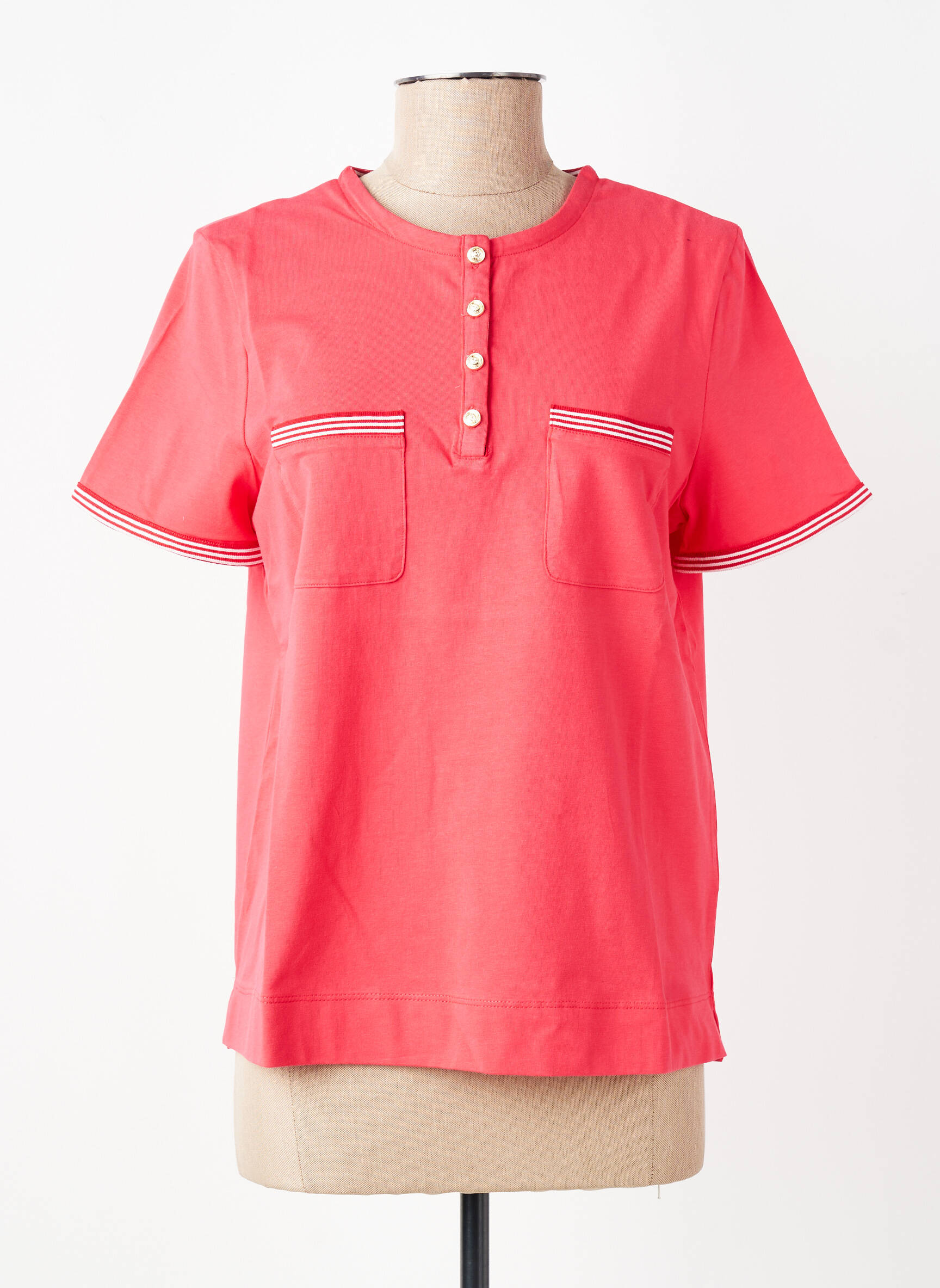 T-shirt stretch manches courtes rouge MARIA BELLENTANI femme