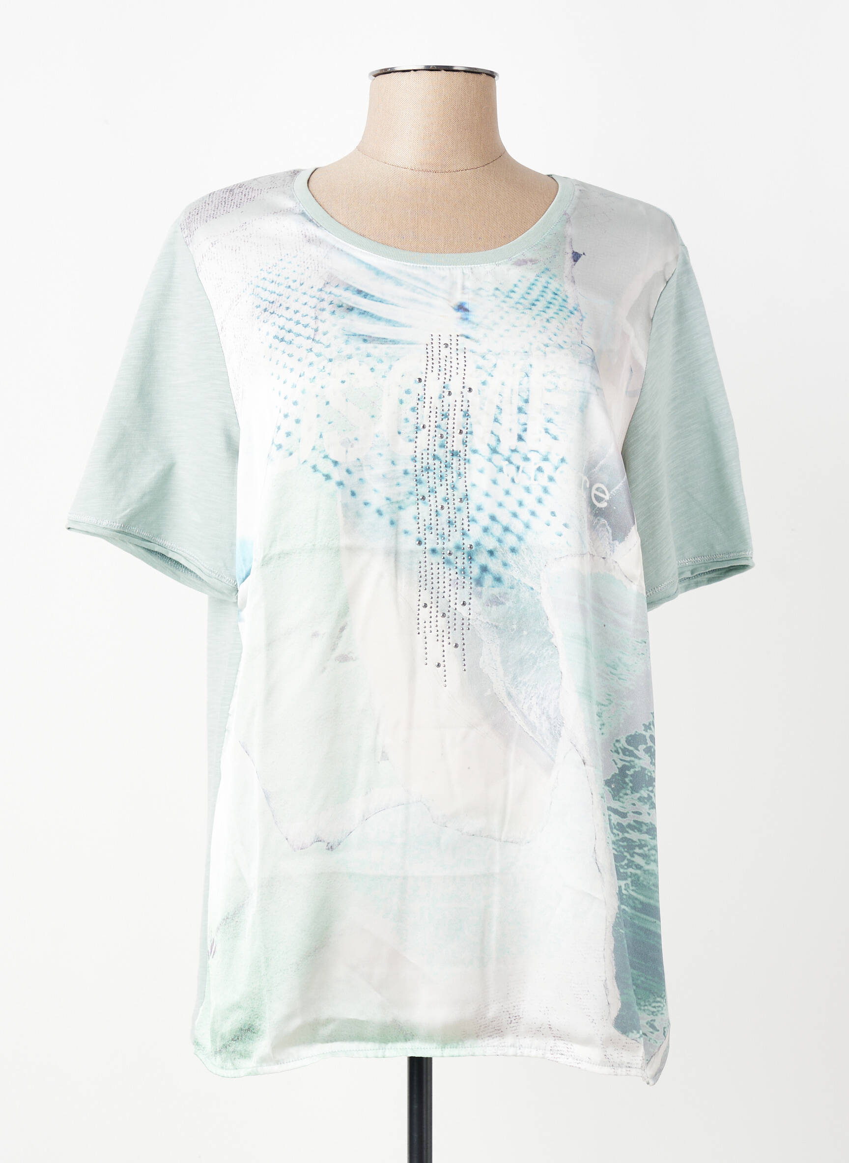 T-shirt imprimé fantaisie manches courtes vert BARBARA LEBEK femme
