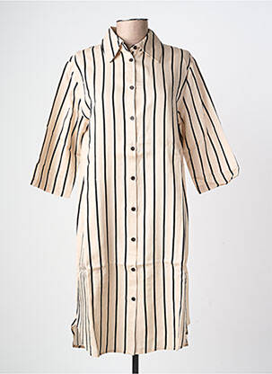 Robe mi-longue manches 3/4 manches 3/4 beige YERSE femme