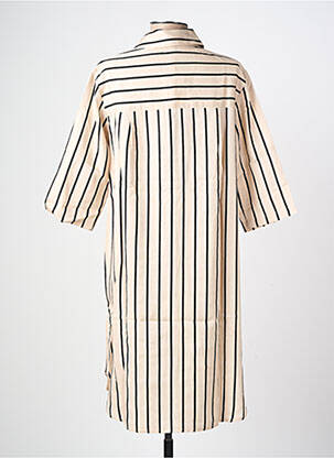Robe mi-longue manches 3/4 manches 3/4 beige YERSE femme