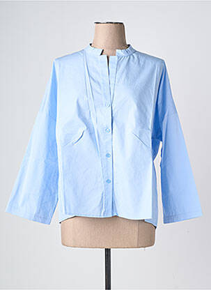 Chemisier col mao manches 3/4 bleu O'MER femme