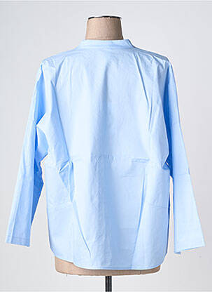 Chemisier col mao manches 3/4 bleu O'MER femme