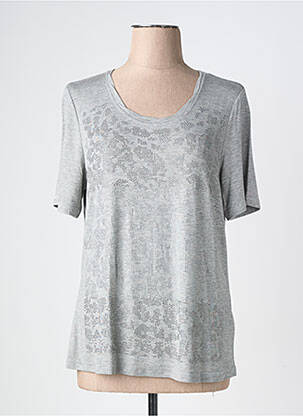 T-shirt sérigraphie avec strass manches courtes gris BARBARA LEBEK femme