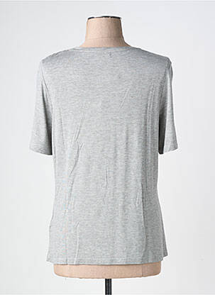 T-shirt sérigraphie avec strass manches courtes gris BARBARA LEBEK femme