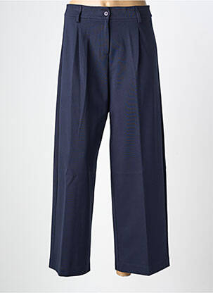 Pantalon large fermeture zippée sous rabat boutonné taille haute bleu MARIA BELLENTANI femme