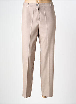 Pantalon droit fermeture zippée sous rabat boutonné taille normale marron MARIA BELLENTANI femme