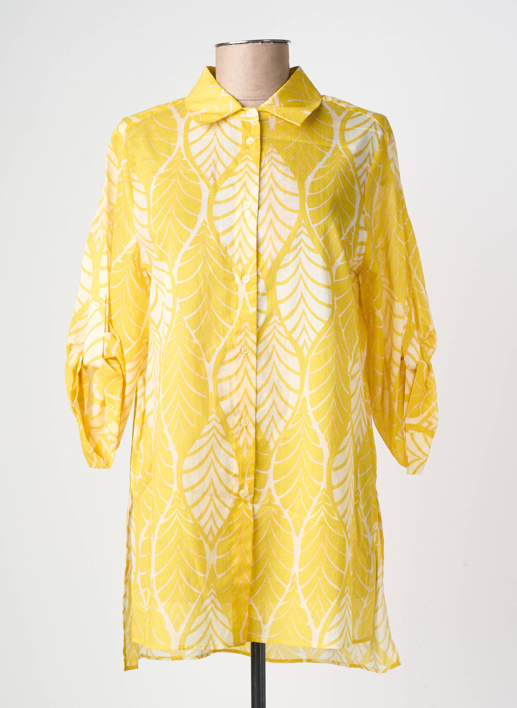 Tunique manches longues légère et transparente jaune DIANA GALLESI femme