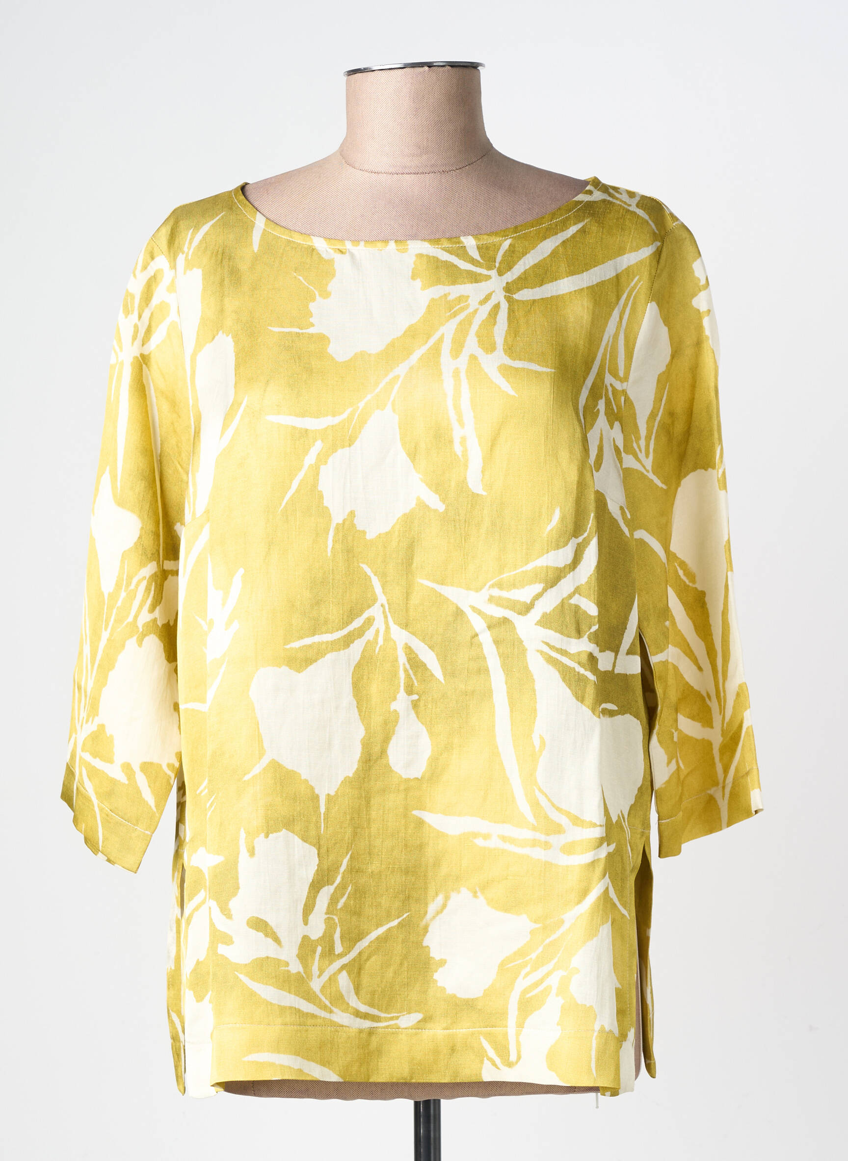 Blouse imprimé fleurs manches 3/4 vert MARIA BELLENTANI femme