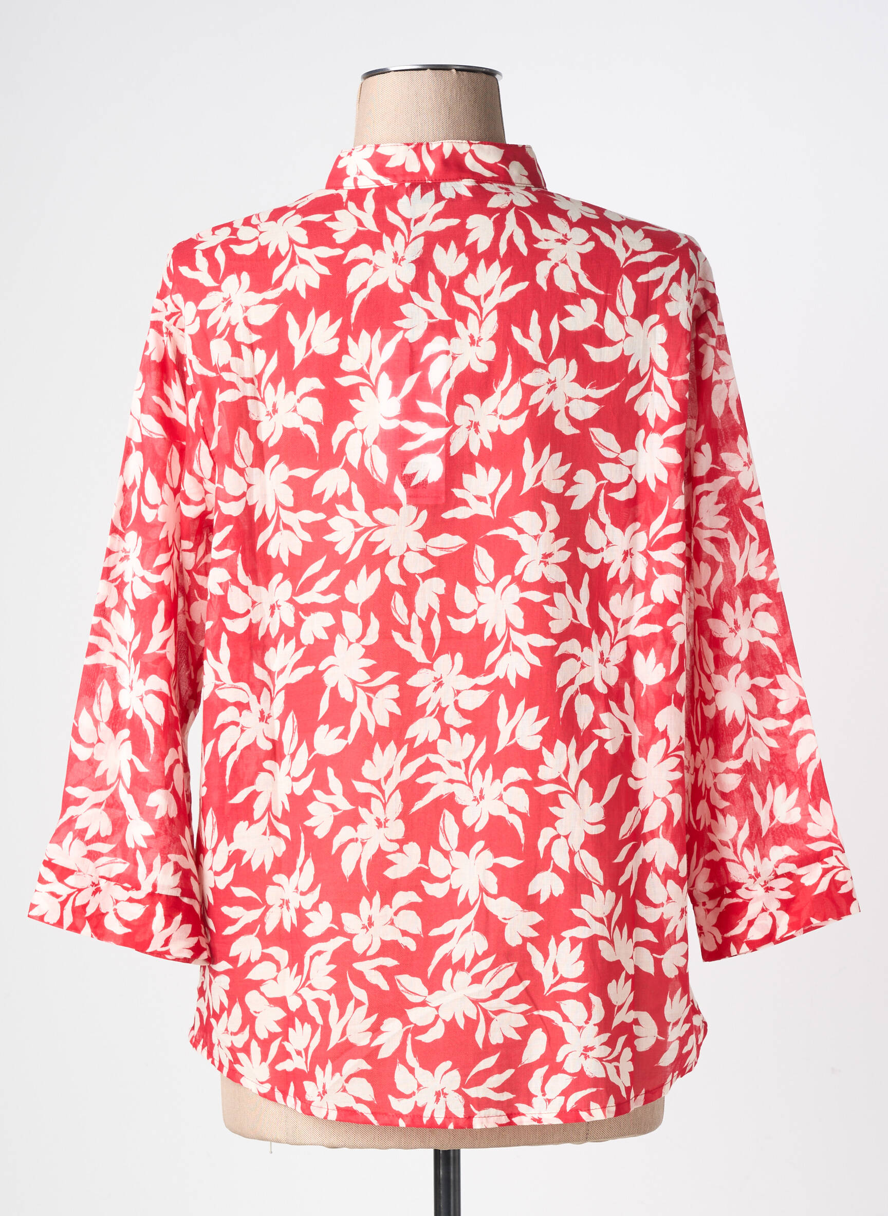 Blouse légère et transparente manches 3/4 rouge MARIA BELLENTANI femme
