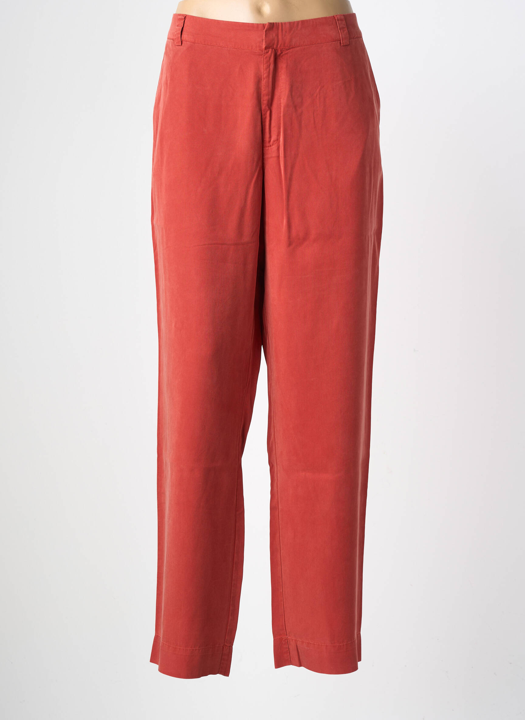 Pantalon droit tissage popeline taille normale orange YERSE femme
