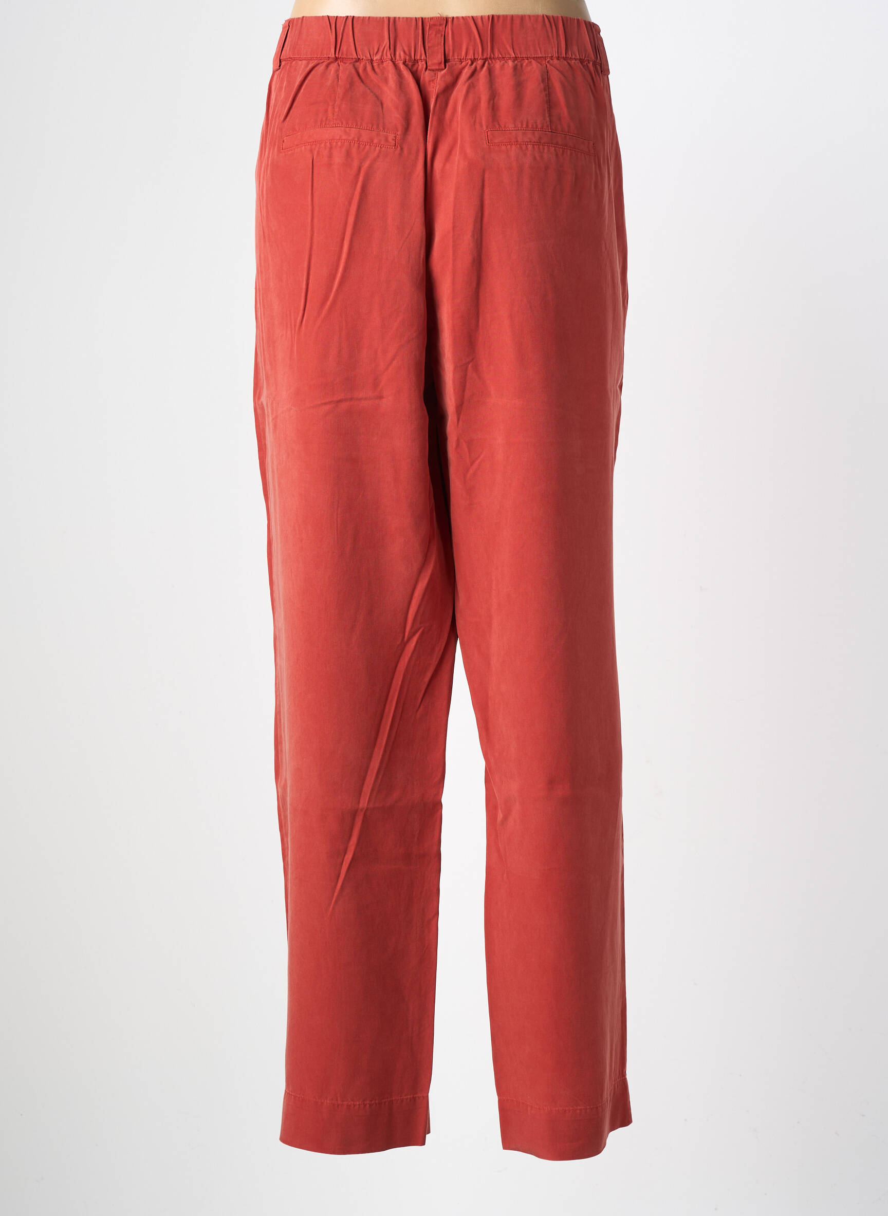 Pantalon droit tissage popeline taille normale orange YERSE femme