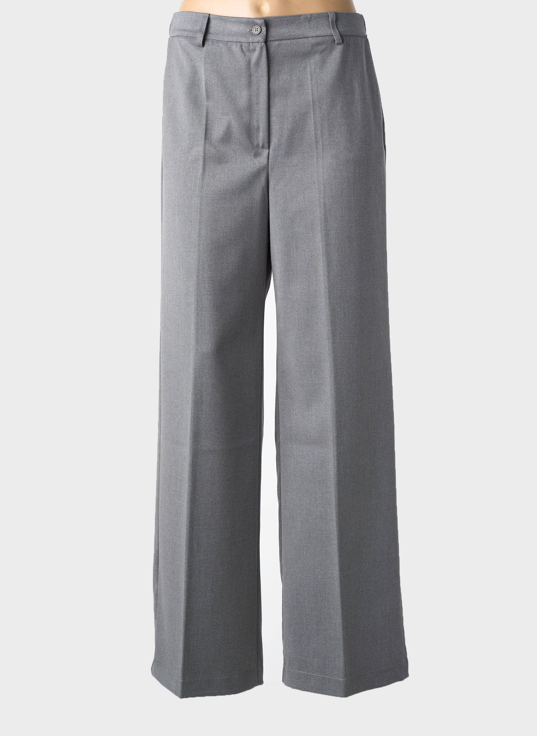 Pantalon large fermeture zippée sous rabat boutonné taille normale gris MARIA BELLENTANI femme
