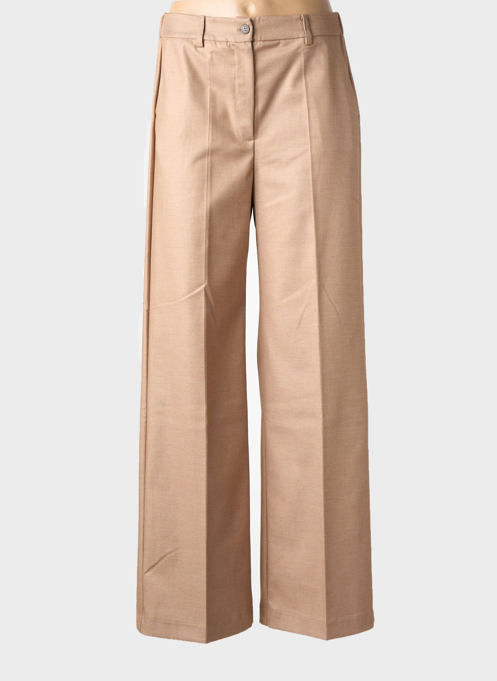 Pantalon large fermeture zippée sous rabat boutonné taille normale marron MARIA BELLENTANI femme