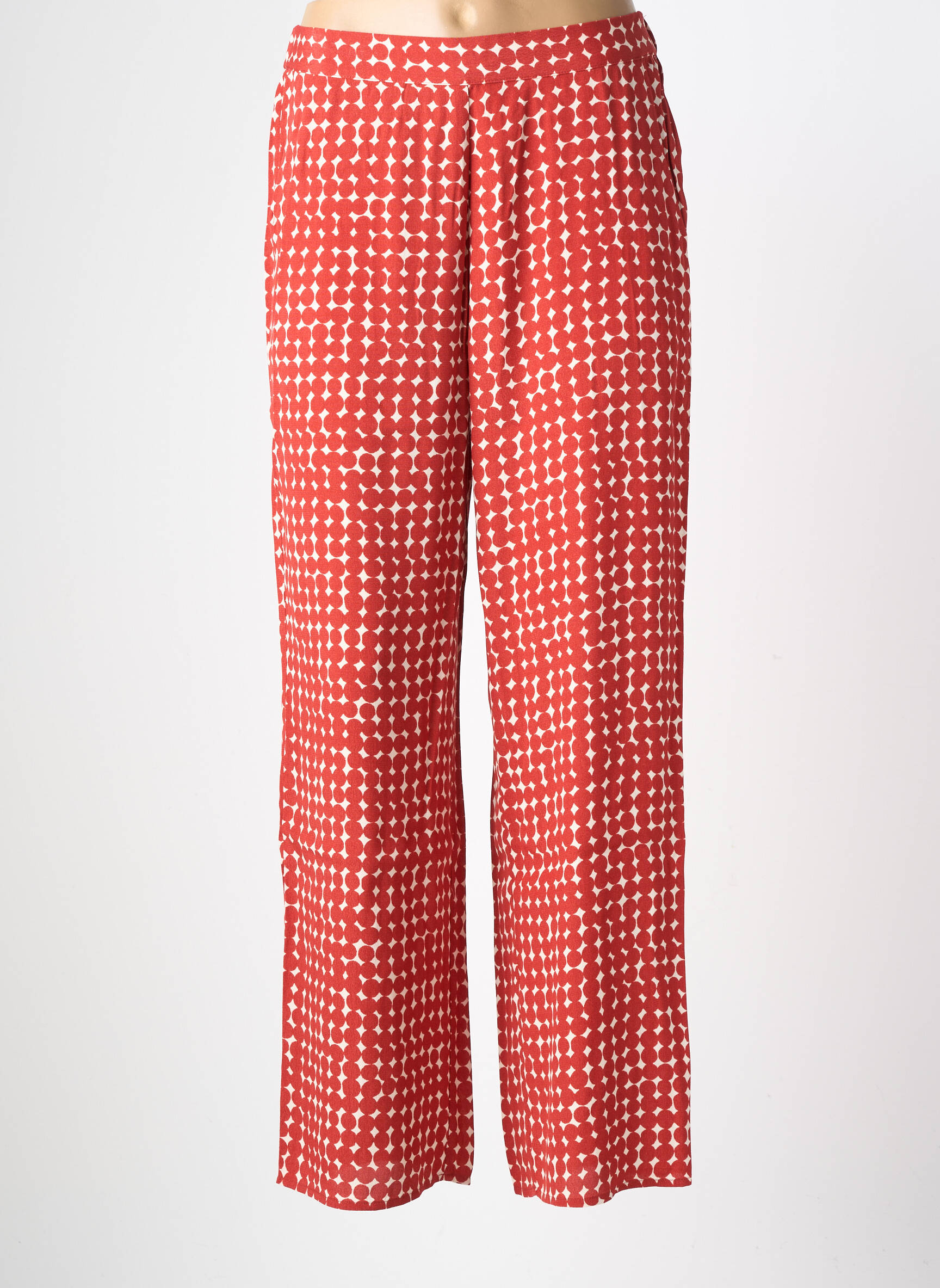 Pantalon droit tissage crêpe taille normale orange YERSE femme