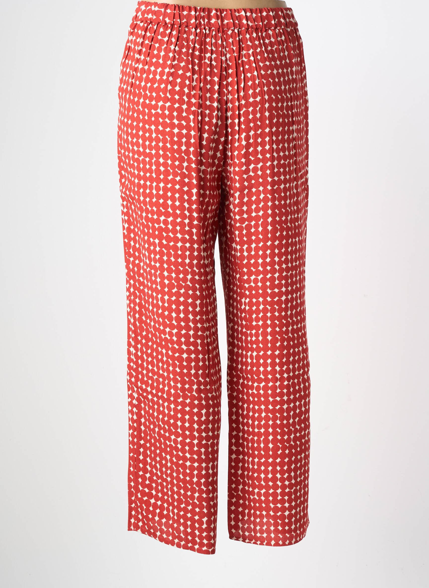 Pantalon droit tissage crêpe taille normale orange YERSE femme